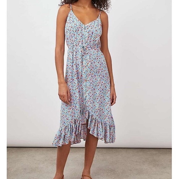 Rails Frida Midi Ruffle High Low Dress Wild Daisies Floral Small - Picture 1 of 10